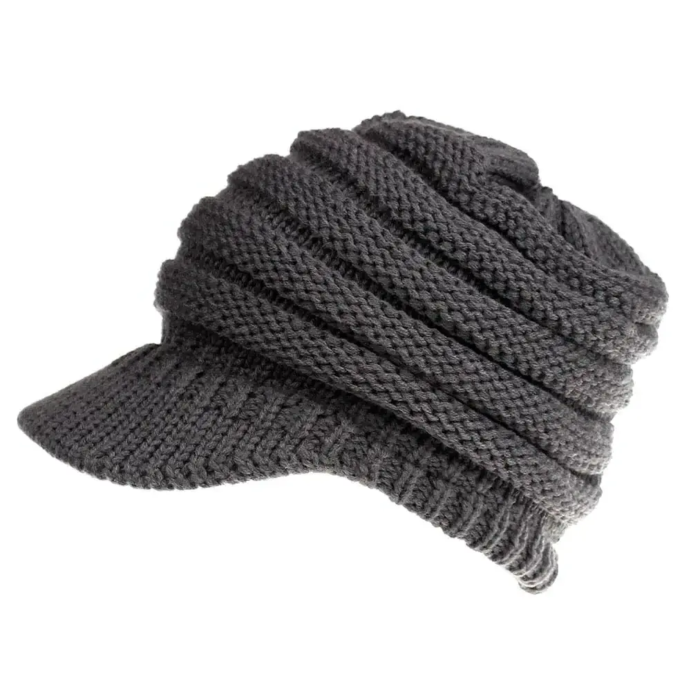 Winter outdoor sports fashion women's knitted hat hollow ponytail beanie warm beanie