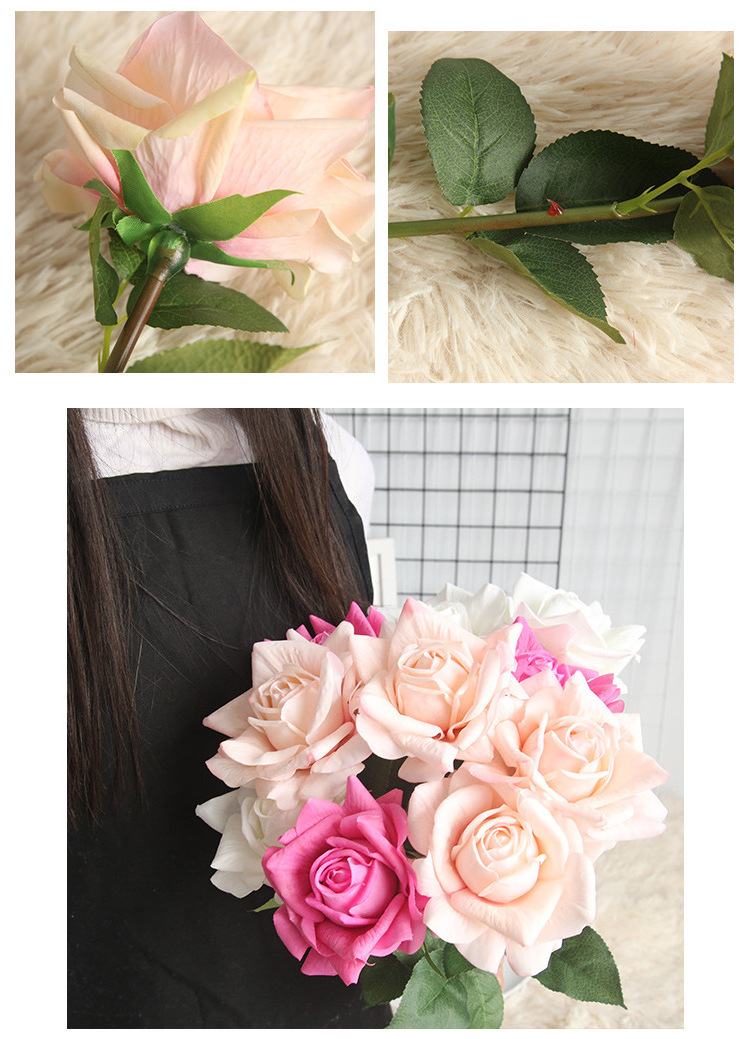 Factory Made Artificial Rose Flowers Silk Rose Real Touch Bridal Wedding Bouquet For Home Garden Party Floral Decor