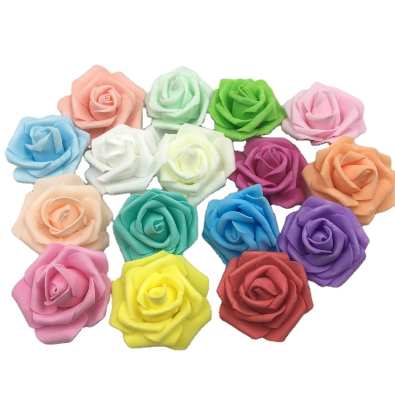 New Custom Color Handmade Valentine Day Wedding Gift Artificial Rose Flower Head DIY Foam Rose Flower Craft