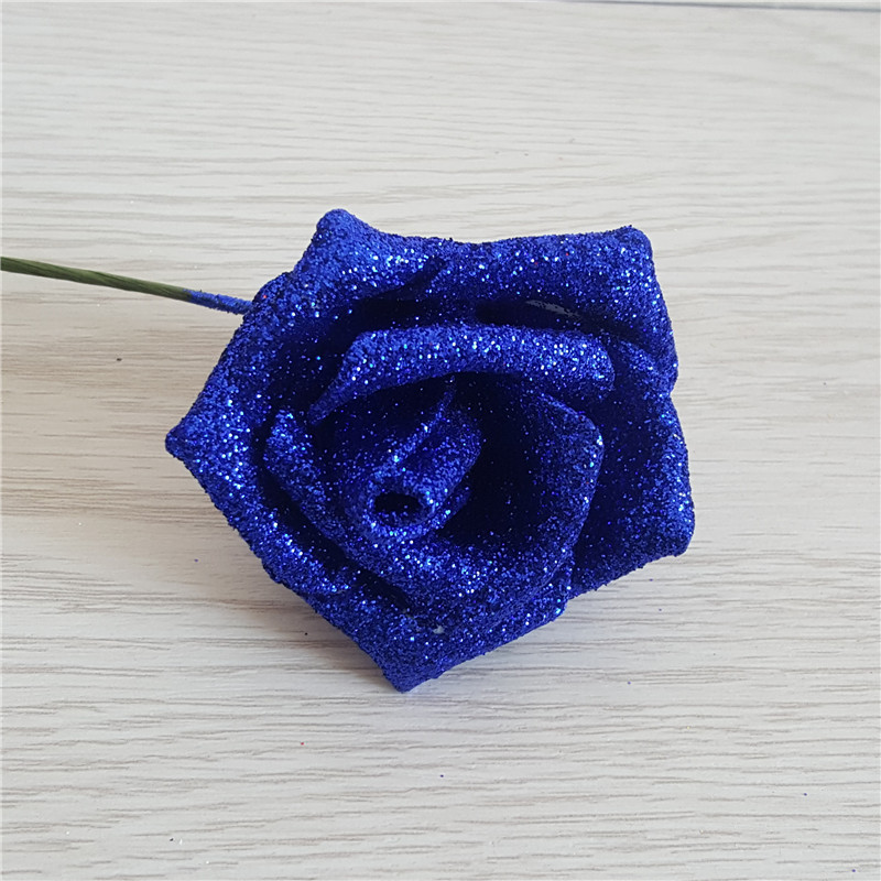 2024 hot sale Glitter PE Rose Flower Head Spraying gold powder Pe Foam Artificial Pink Rose Flower Heads Christmas Decoration