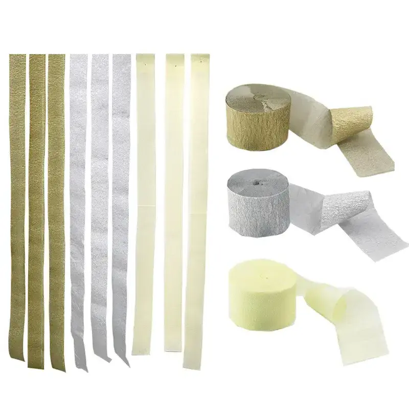 2023 color crepe paper streamer rolls gold silver color 4.5cm*10meters