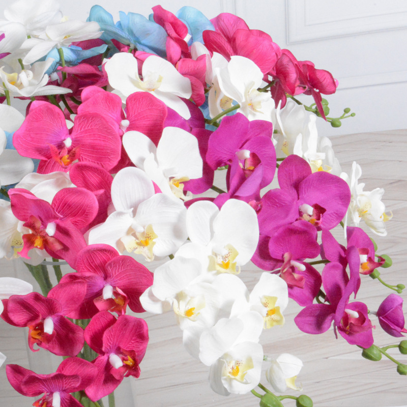 Long Stem Large Artificial Flower Decor Latex Butterfly Orchids for Wedding Home Decoration