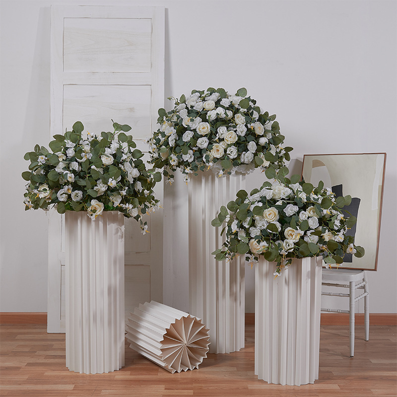 50cm 60cm 70cm wedding centerpiece table centerpiece flower ball wedding supplies artificial floral ball with Eucalyptus leaf