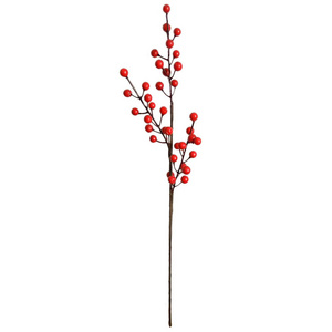 2024 Red Artificial Berry Stem  Christmas Holly Berry Branches fake plant for Floral Home DIY Crafts