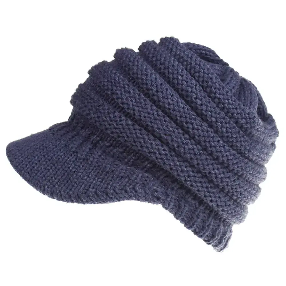 Winter outdoor sports fashion women's knitted hat hollow ponytail beanie warm beanie