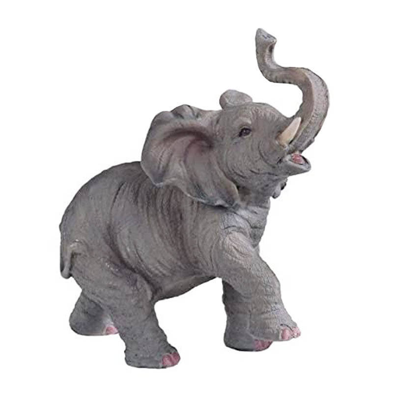 Standing Walking Elephant Figurine With Trunk Up And Down Resin Elephant Statue Animal Sculpture