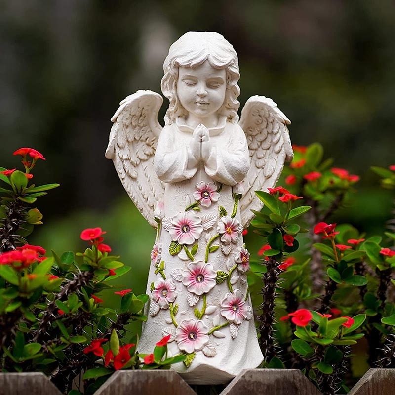 Angel Outdoor Decor Statues Solar Garden Figurines Gifts For Grave Garden Memorial Stones