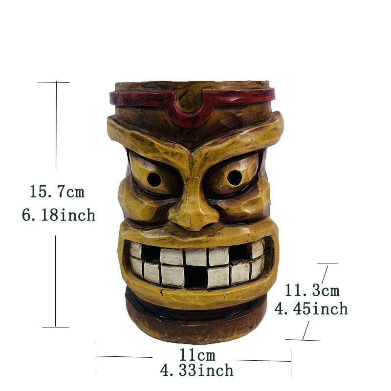 Resin Statues Home Tiki Head Solar Powered LED Outdoor Decor Garden Light