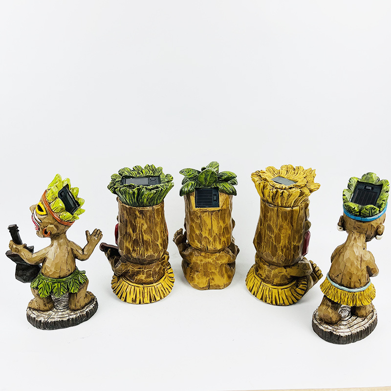 Bestselling In The United States Resin Playing Ukulele Tiki Statue Garden Solar Light Outdoor Decoration