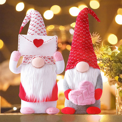 Valentine's Day Gnome Decorations, Handmade Plush Dolls Holiday Figurines Toy Ornaments For Valentine Present