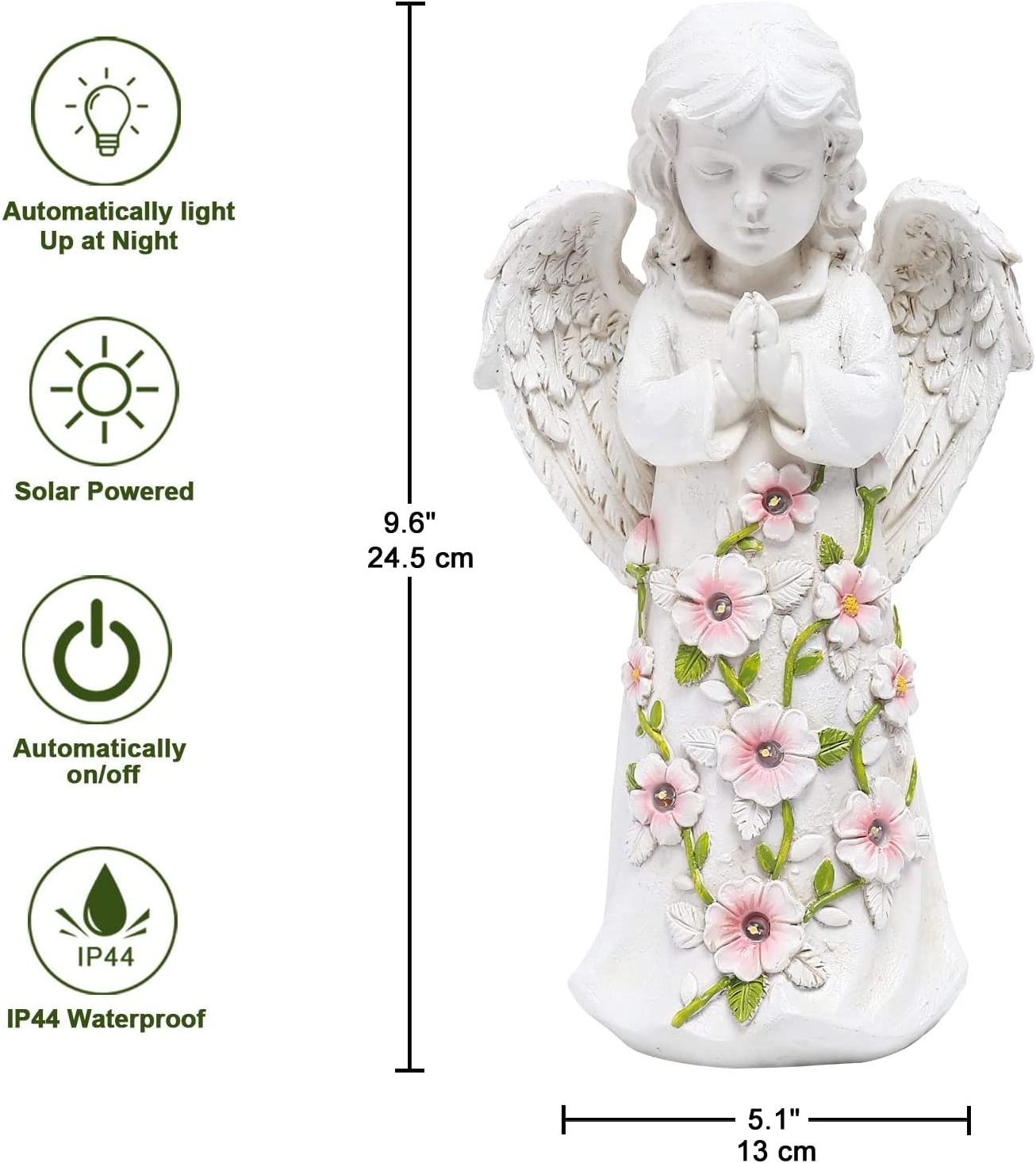 Angel Outdoor Decor Statues Solar Garden Figurines Gifts For Grave Garden Memorial Stones