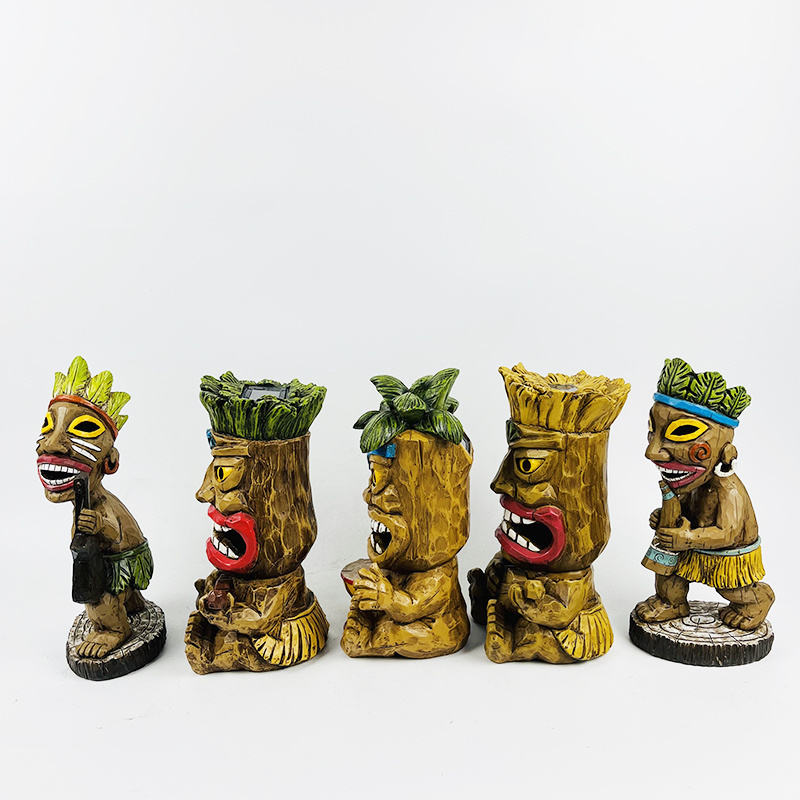 Bestselling In The United States Resin Playing Ukulele Tiki Statue Garden Solar Light Outdoor Decoration