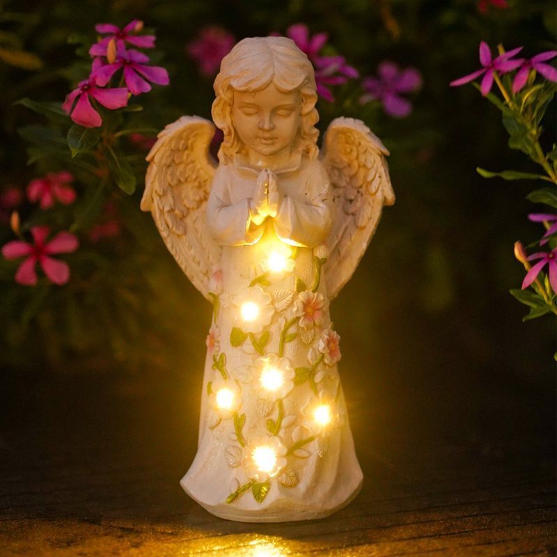 Angel Outdoor Garden Decor Statues Solar Garden Figurines Gifts for Mom Grandma or Cemetery Decorations for Grave Garden