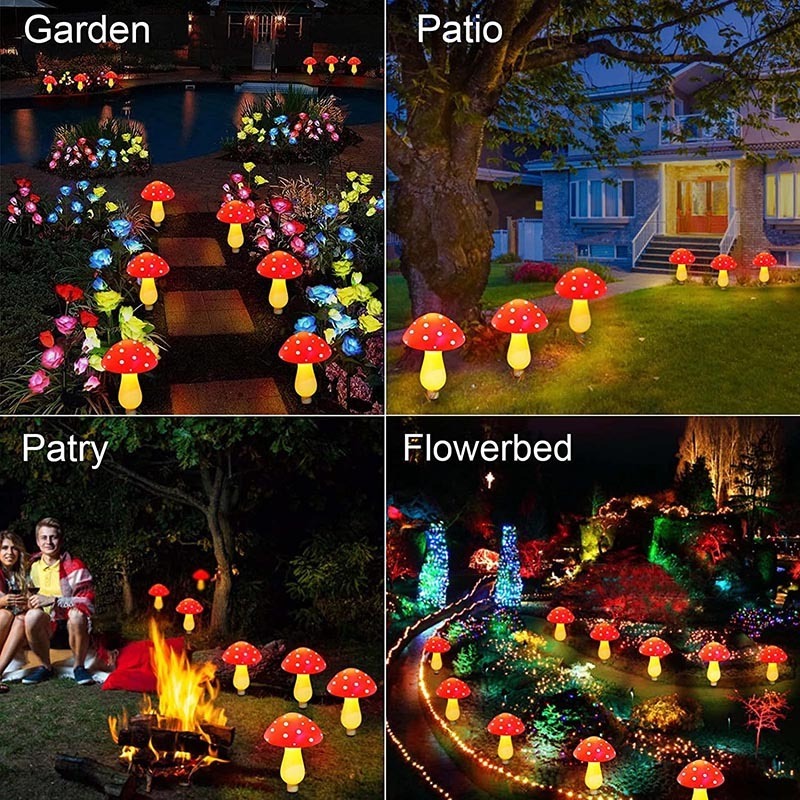 Waterproof Mushroom Solar Lights for Garden  Landscape Yard Easter Pathway Halloween Xmas Decorations