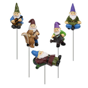 Garden Miniature Gnomes Set of 5PCS Happy Life Gift For Outdoor Fairy Garden Yard Lawn Decor