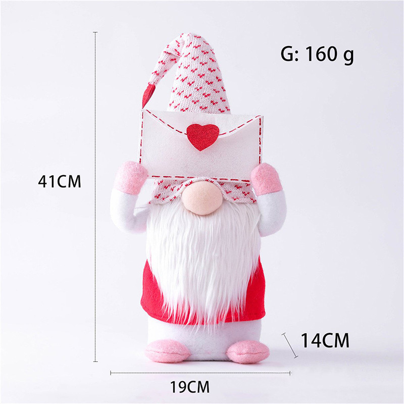 Valentine's Day Gnome Decorations, Handmade Plush Dolls Holiday Figurines Toy Ornaments For Valentine Present