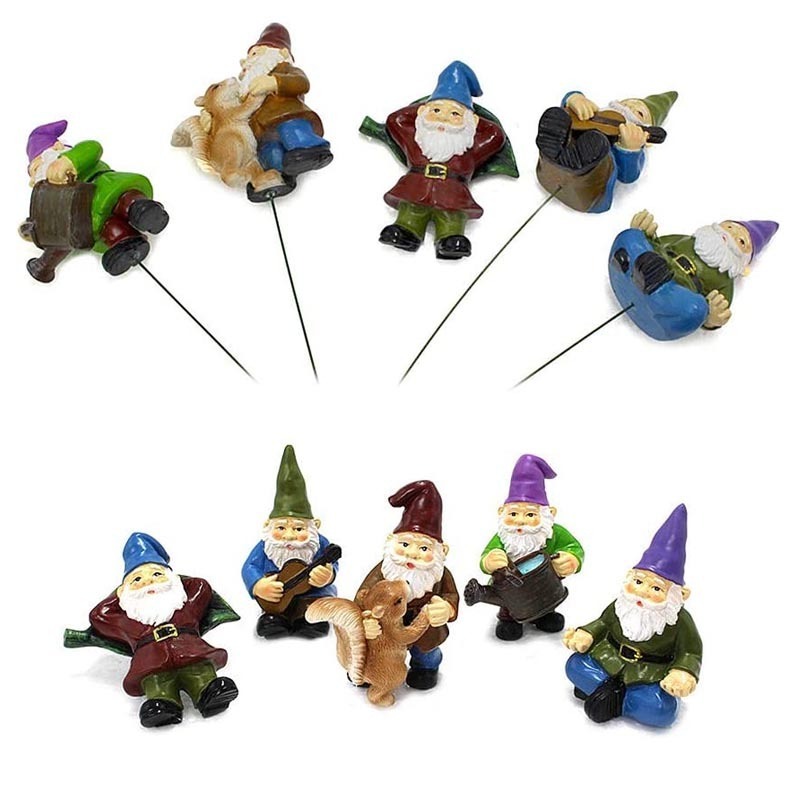 Garden Miniature Gnomes Set of 5PCS Happy Life Gift For Outdoor Fairy Garden Yard Lawn Decor