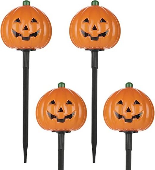 Halloween Pumpkin Stakes Lights for Outdoor Driveway Walkway Garden Lawn Decor String Lights