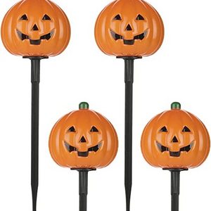 Halloween Pumpkin Stakes Lights for Outdoor Driveway Walkway Garden Lawn Decor String Lights