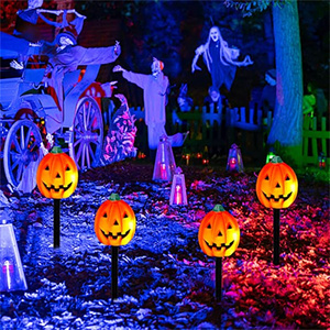 KuiSheng Craft Halloween Decorations Jack Lantern Garden Stakes Solar Operated Lighted Pumpkins