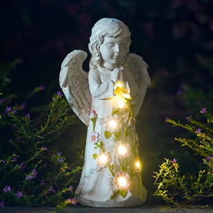 Angel Outdoor Decor Statues Solar Garden Figurines Gifts For Grave Garden Memorial Stones