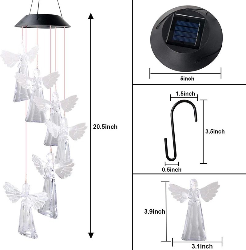 Angel Wind Chimes Gifts For Mom Garden Gifts Solar Light Wind Chimes Decoration For Outdoor