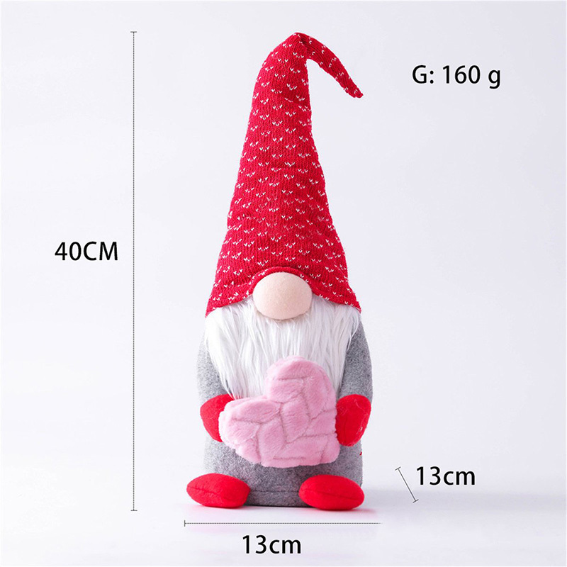 Valentine's Day Gnome Decorations, Handmade Plush Dolls Holiday Figurines Toy Ornaments For Valentine Present