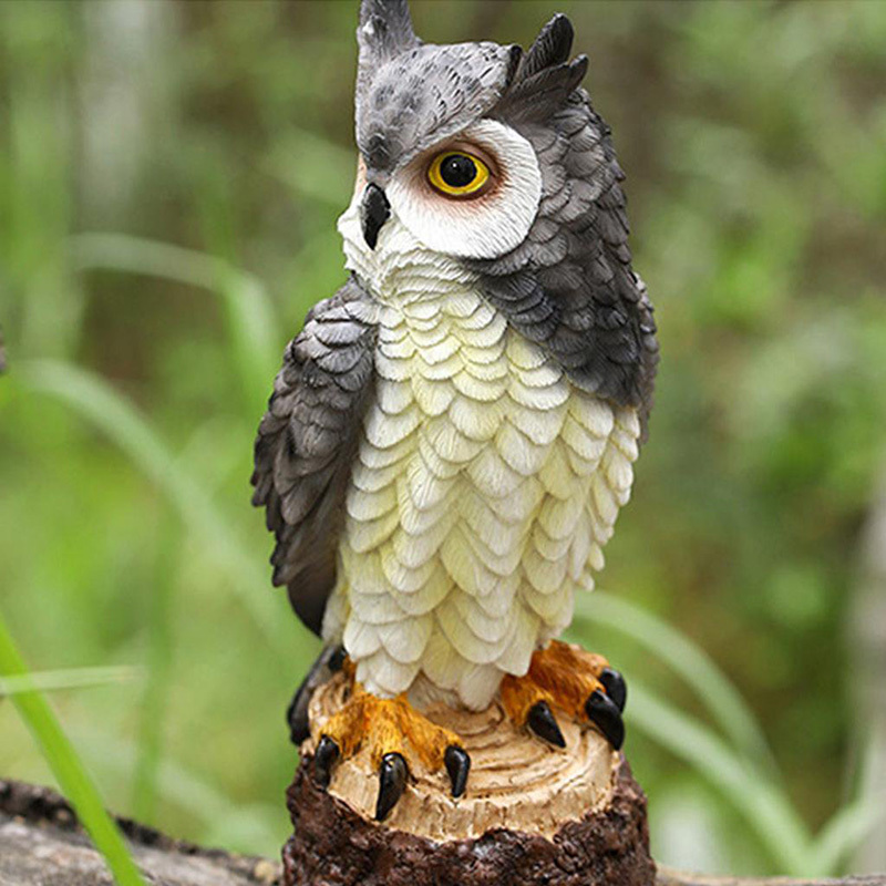 Owl Figurine Bird Scarecrow Owl Bird Deterrents For Yard Garden Statues Decor