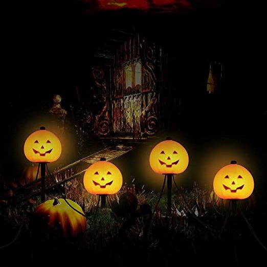 Halloween Pumpkin Stakes Lights for Outdoor Driveway Walkway Garden Lawn Decor String Lights