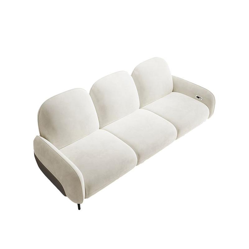 Marshmallow fabric sofa ketingsahf cream style three-seat sofa with electric function