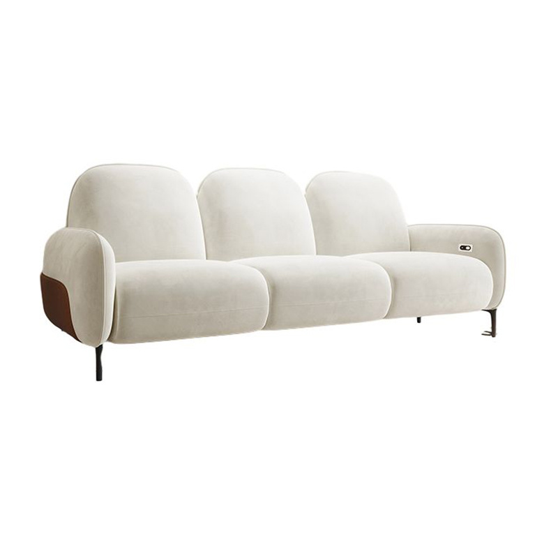 Marshmallow fabric sofa small apartment cream style three-person sofa electric function