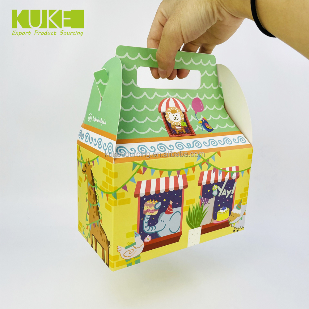 Custom printed christmas candy gift boxes sugar kraft paper paper box with handle