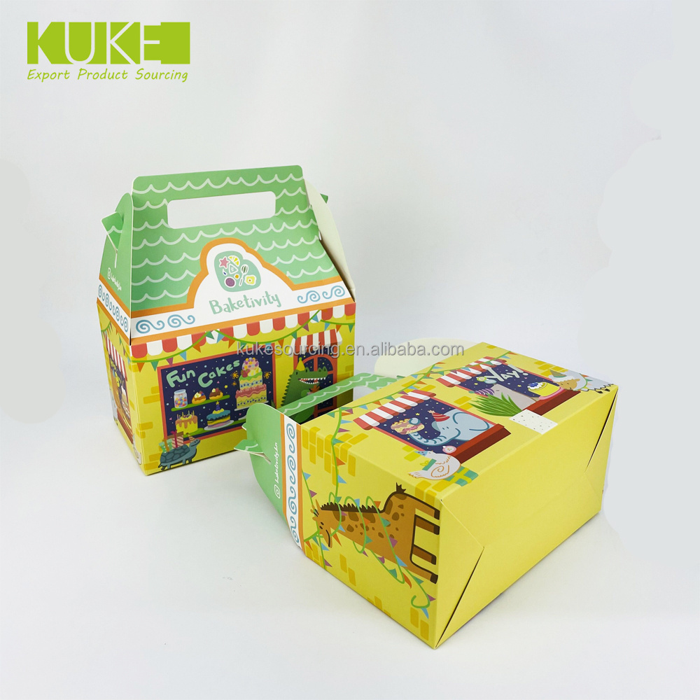 Custom printed christmas candy gift boxes sugar kraft paper paper box with handle