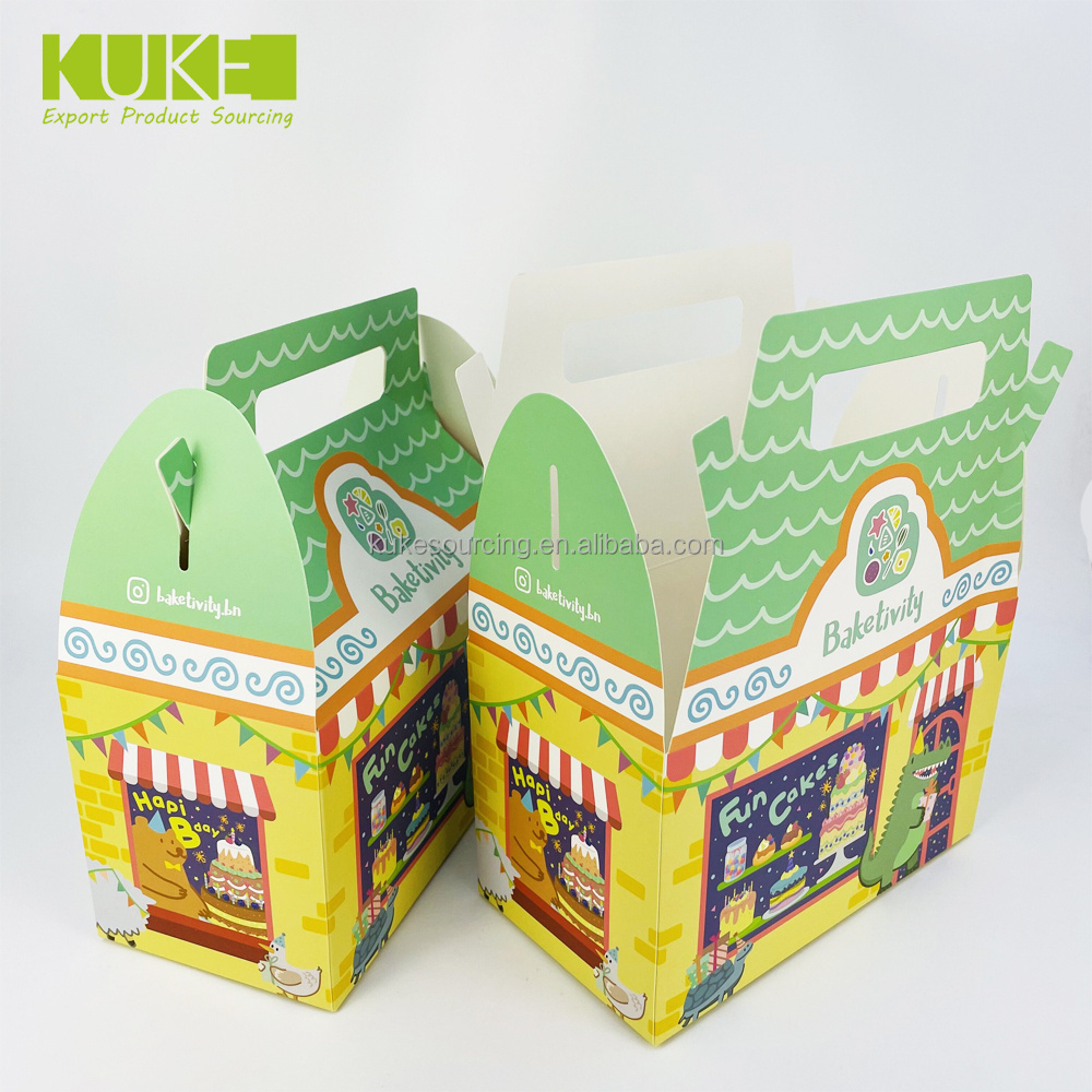 Custom printed christmas candy gift boxes sugar kraft paper paper box with handle