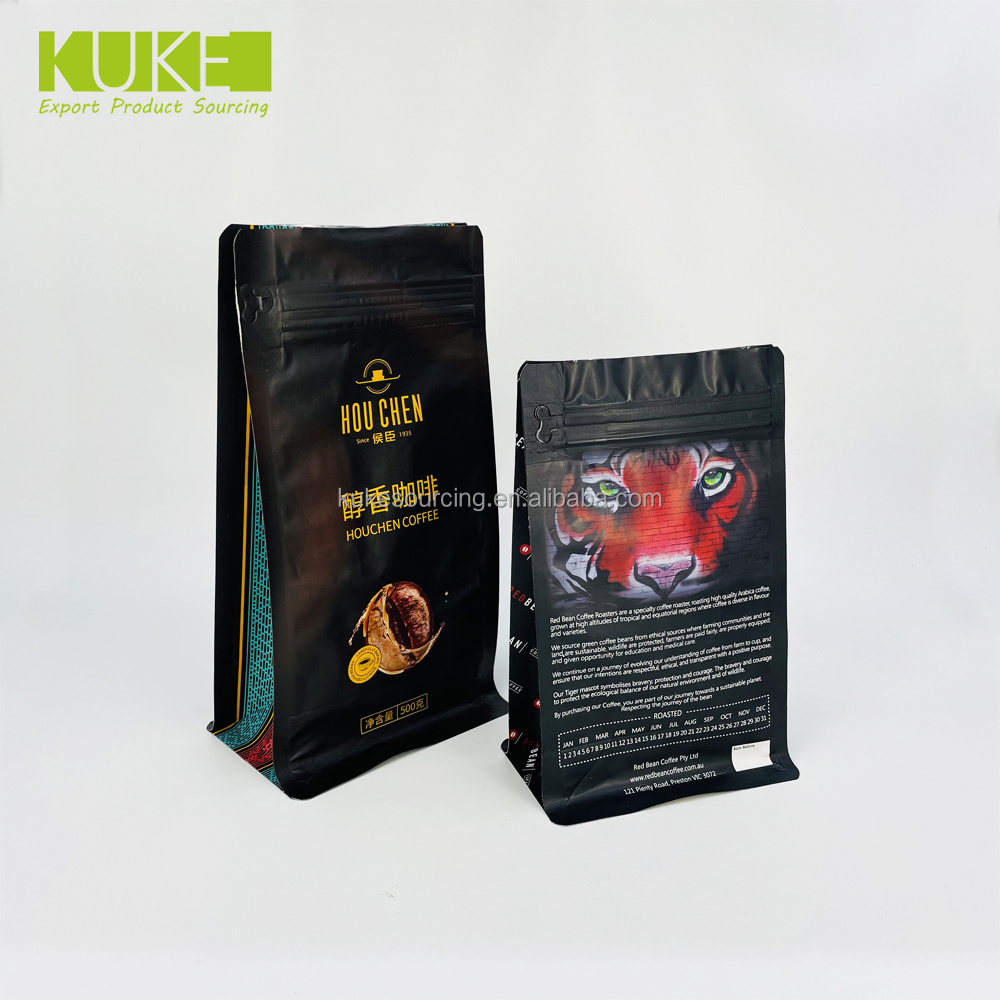 High Quality Supplier Aluminium Foil Flat Bottom Coffee Bags Packaging with Valve for Coffee Bean