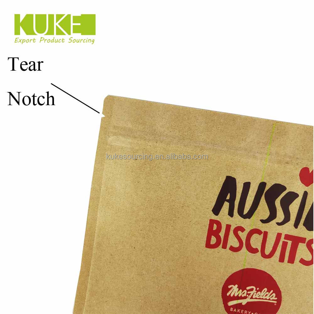 Clear Window Brown Kraft Paper Bag Stand Up Ziplock Pouch Mylar Biscuits Powder Dry Food Packaging