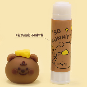 Cute Solid Glue Stick Strong Non-Toxic PVA Glue Stick School Office Tools 18g White Kawaii Bear Cheese Glue Stick