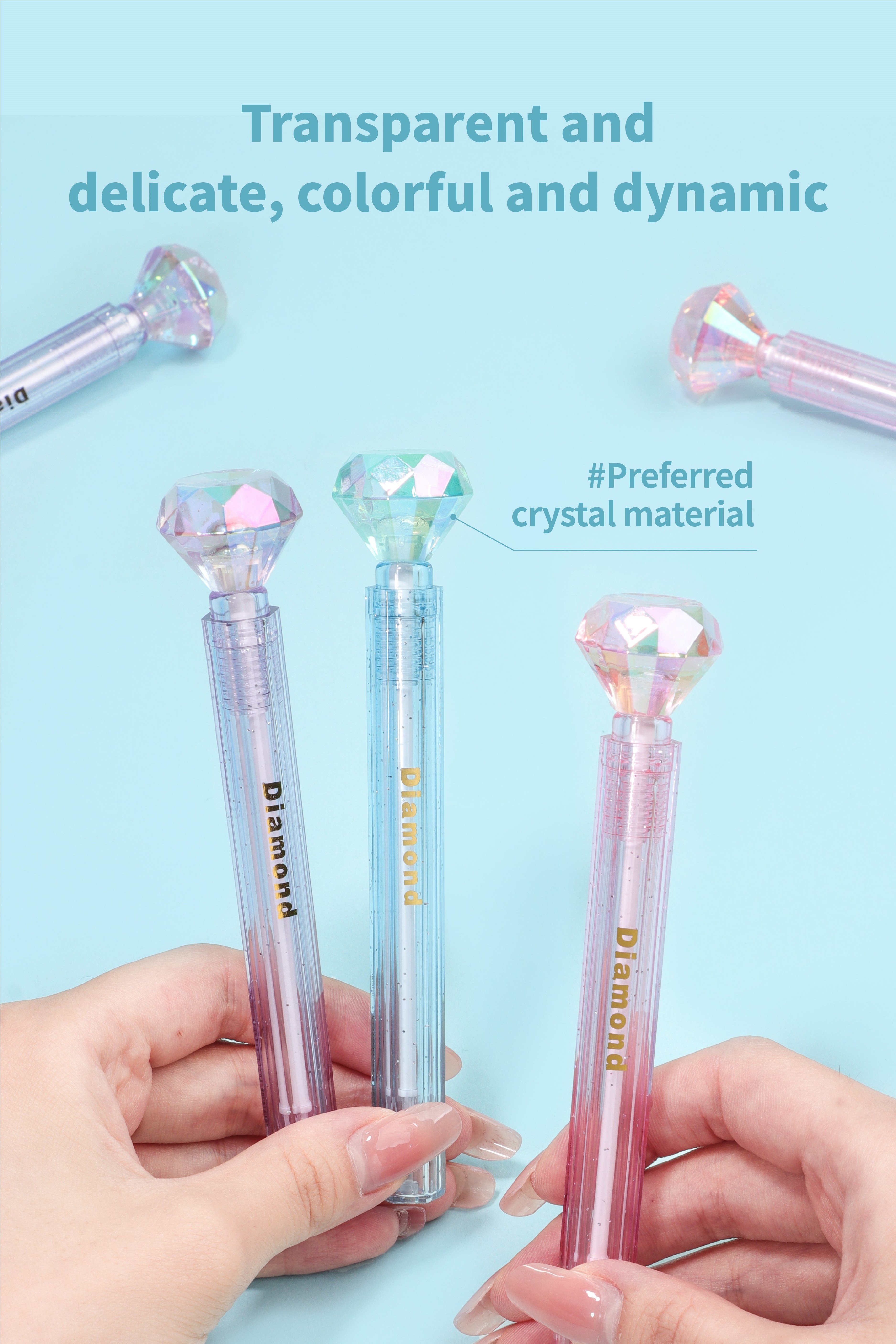 Hot Selling Promotional Korean creative Kawaii Pen 0.5mm Carton Cute Diamond Crystal Gel Pen Stationery Manufacturer