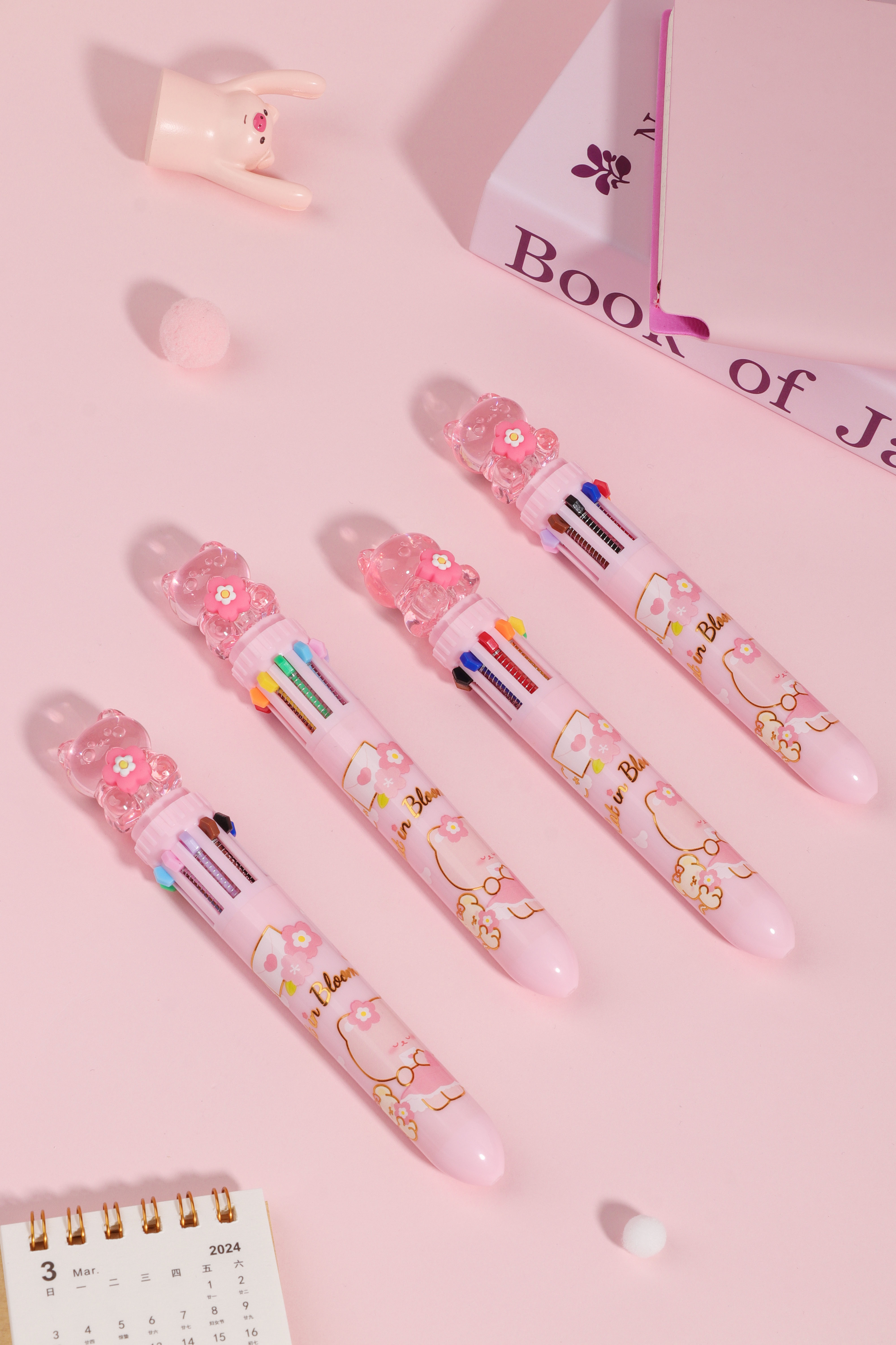 Cute plastic 10 color ball pen, multicolor Crystal Sakura's Meow ballpoint pen cute cartoon kawaii stationery