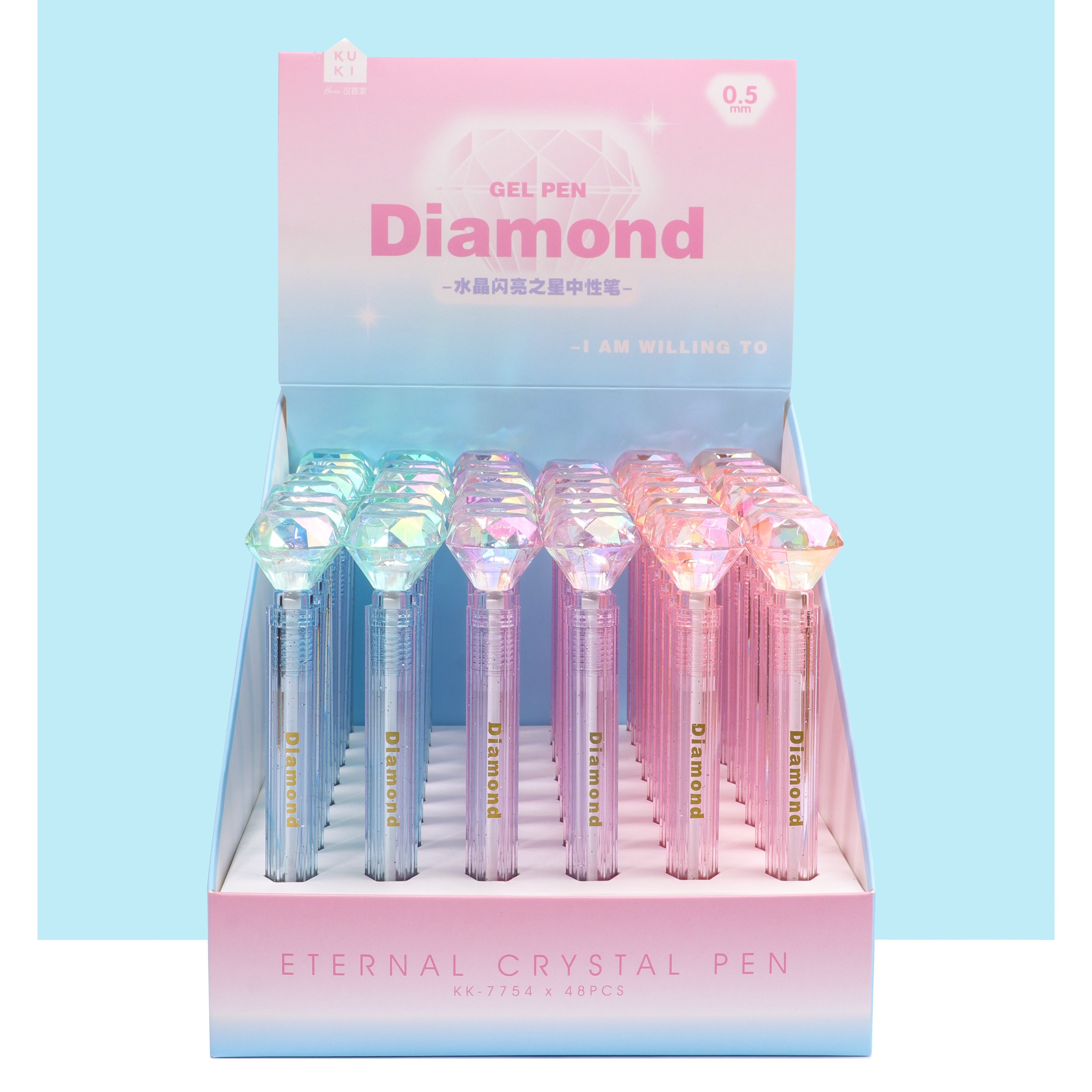 Hot Selling Promotional Korean creative Kawaii Pen 0.5mm Carton Cute Diamond Crystal Gel Pen Stationery Manufacturer