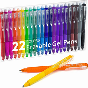 Erasable Gel Pens, 22 Colors KUKI Retractable Erasable Pens Fine Point Assorted Color Ink Drawing Writing Planner and Crossword