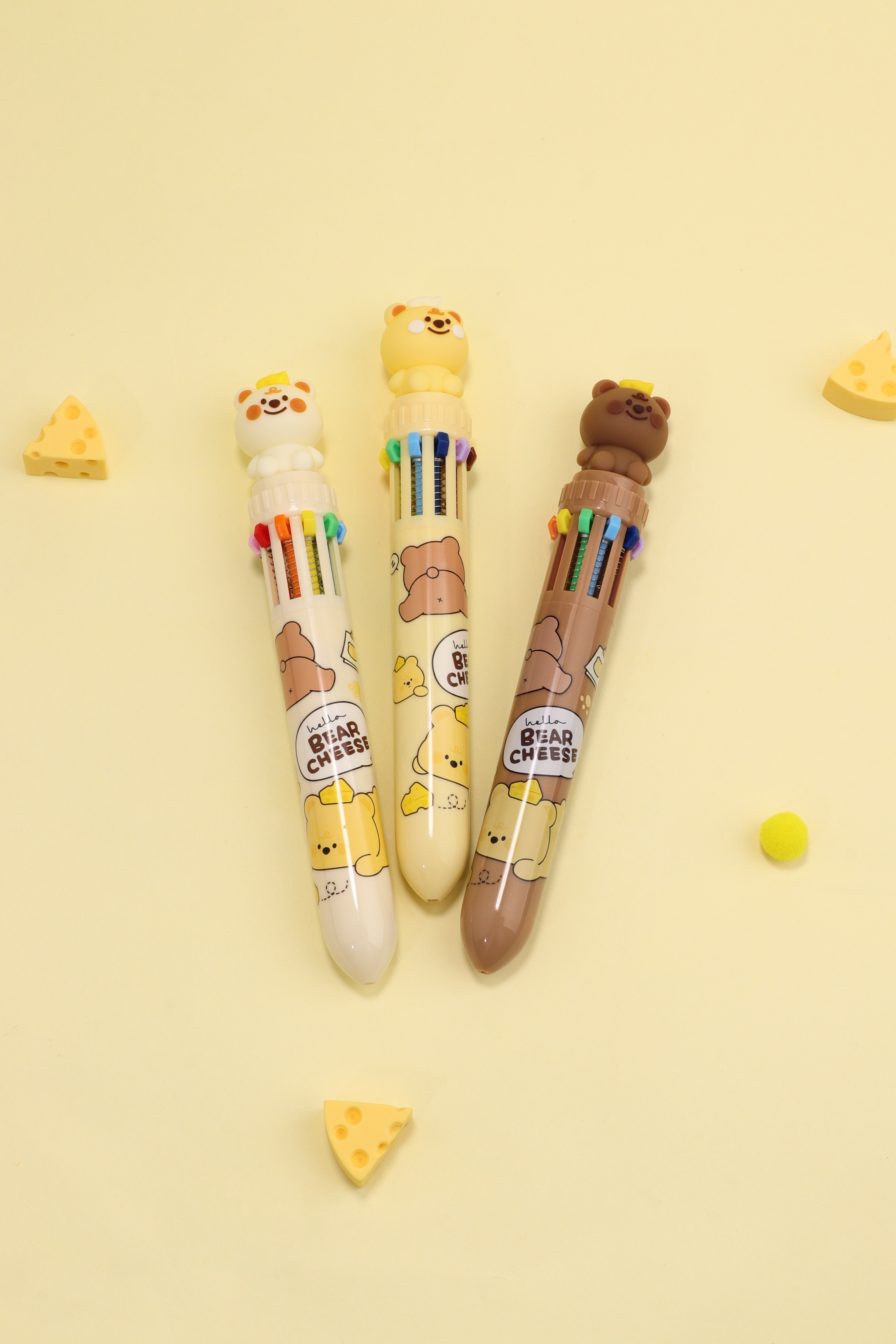 cheese bear styling cute Ten Colors ballpoint  Pen Pens for Scrapbook, Journals, or Drawing