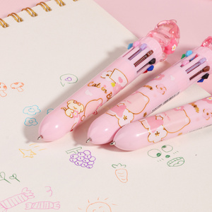 Cute plastic 10 color ball pen, multicolor Crystal Sakura's Meow ballpoint pen cute cartoon kawaii stationery