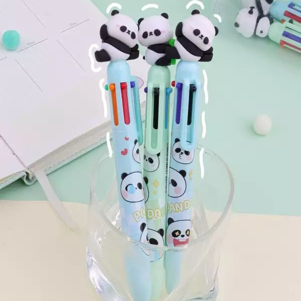 KUKI Cute Pen for girl gifts fashion six color pen ballpoint cute kawaii panda pen supplier