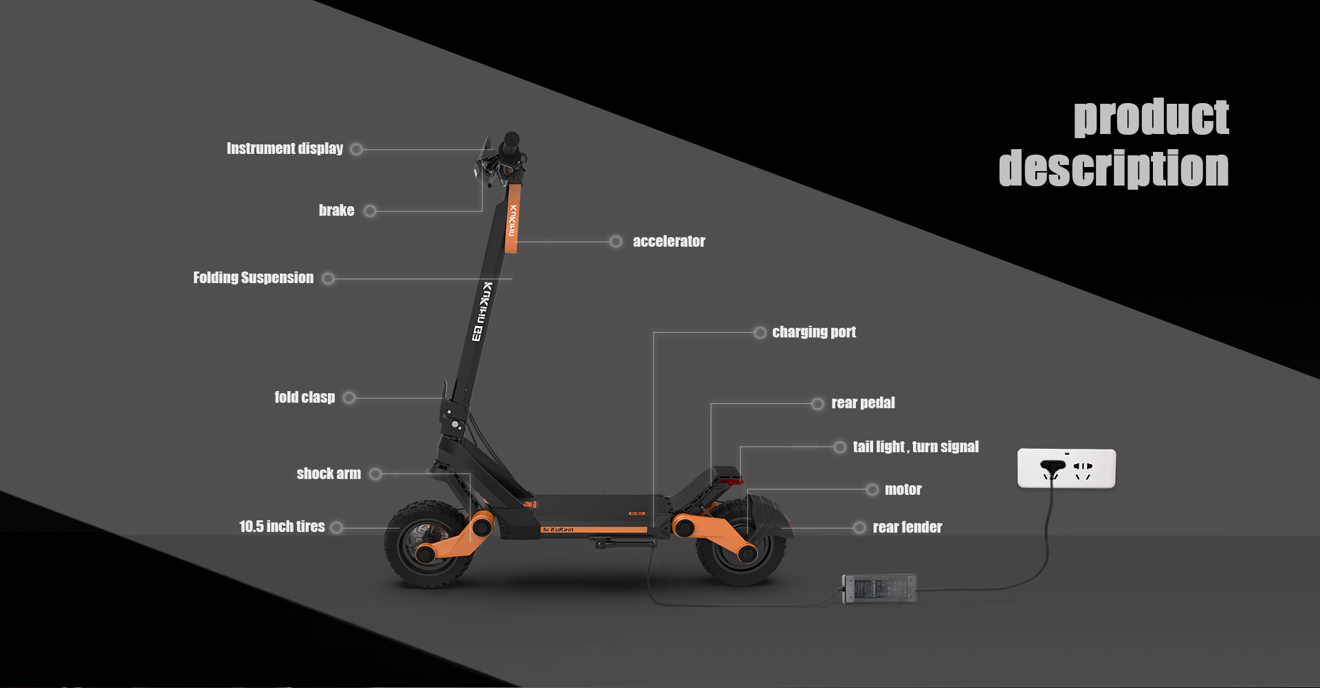 new products 2024 unique Competitive Price 18Ah battery  kukirin G3 the best kinds of electric scooter