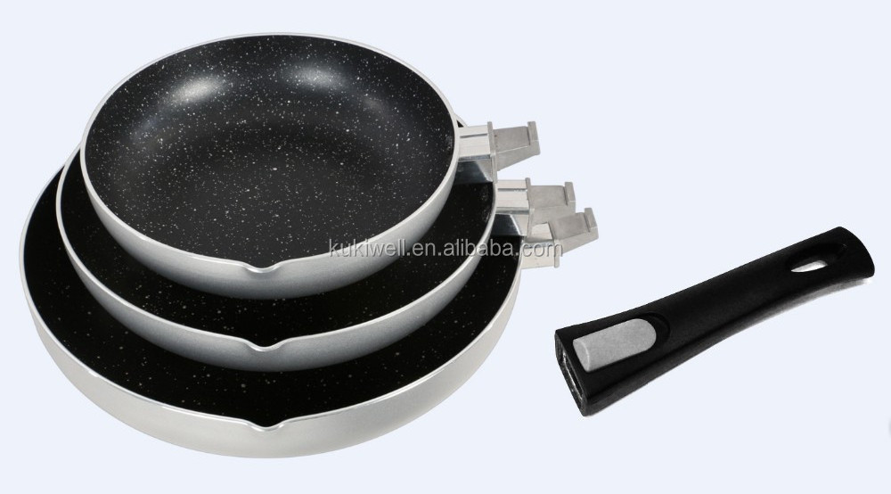 aluminum non-stick fry pan set removable handle