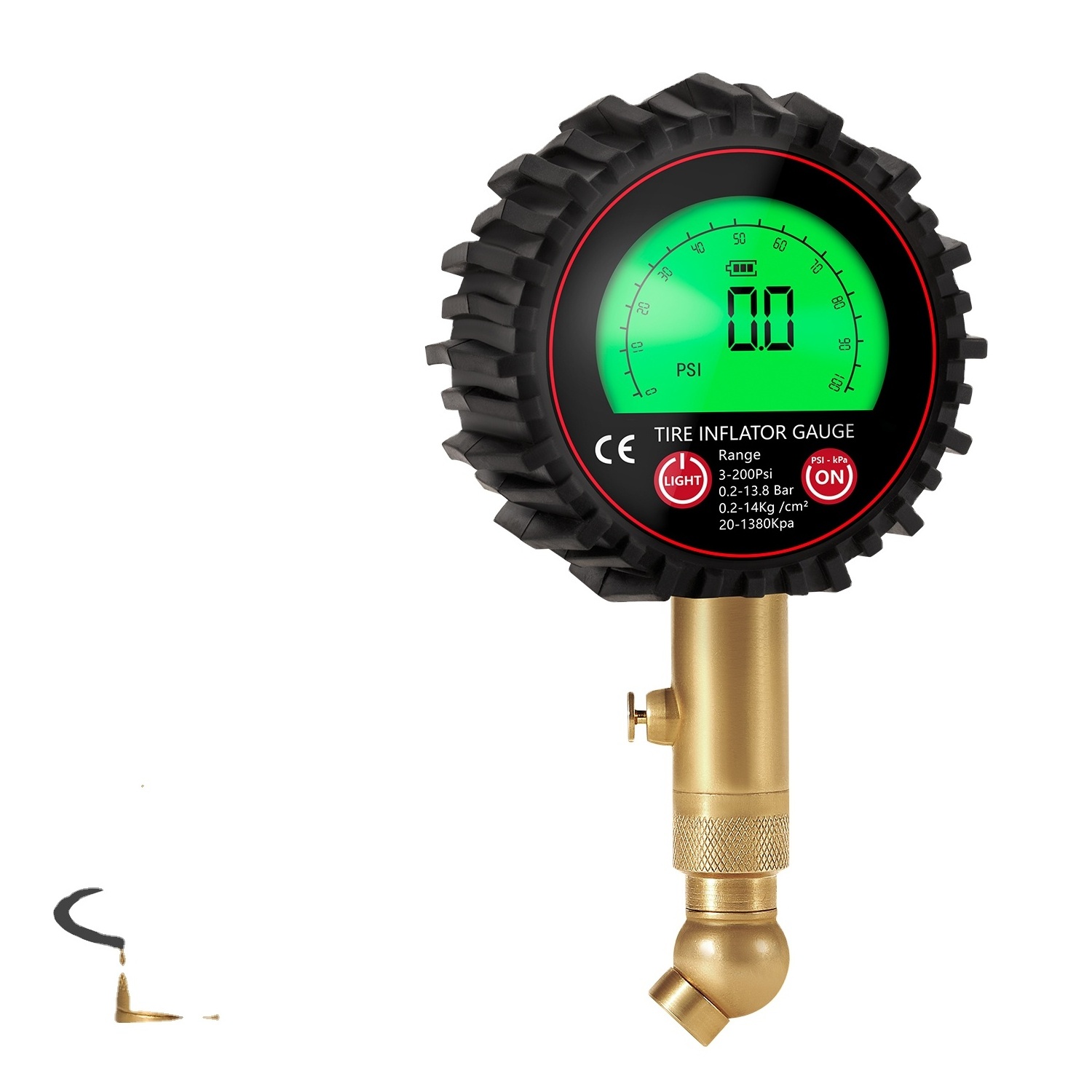 Digital tire inflator with pressure gauge