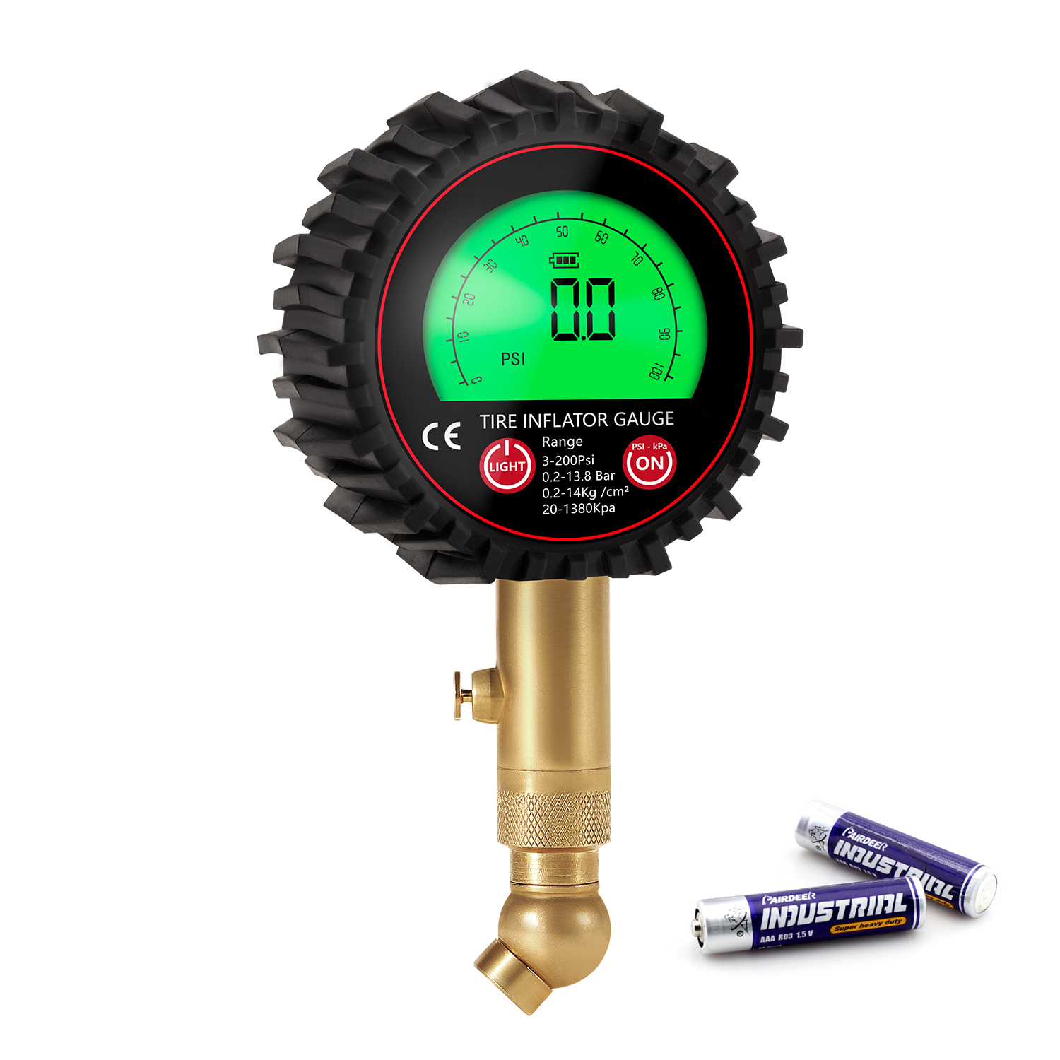 Digital tire inflator with pressure gauge