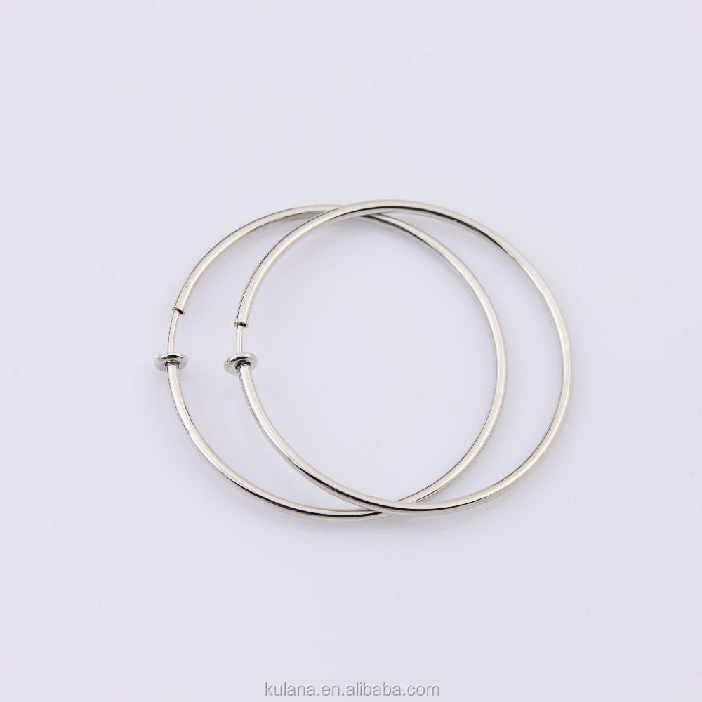 50mm Wide Fake Piercing Spring Hoops Clip on Earrings Round Wire Hoop Earring Spring Thin Earring