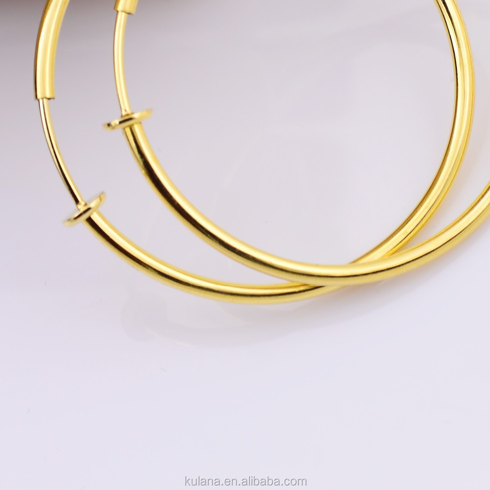 50mm Wide Fake Piercing Spring Hoops Clip on Earrings Round Wire Hoop Earring Spring Thin Hoop Earrings for Young Girls